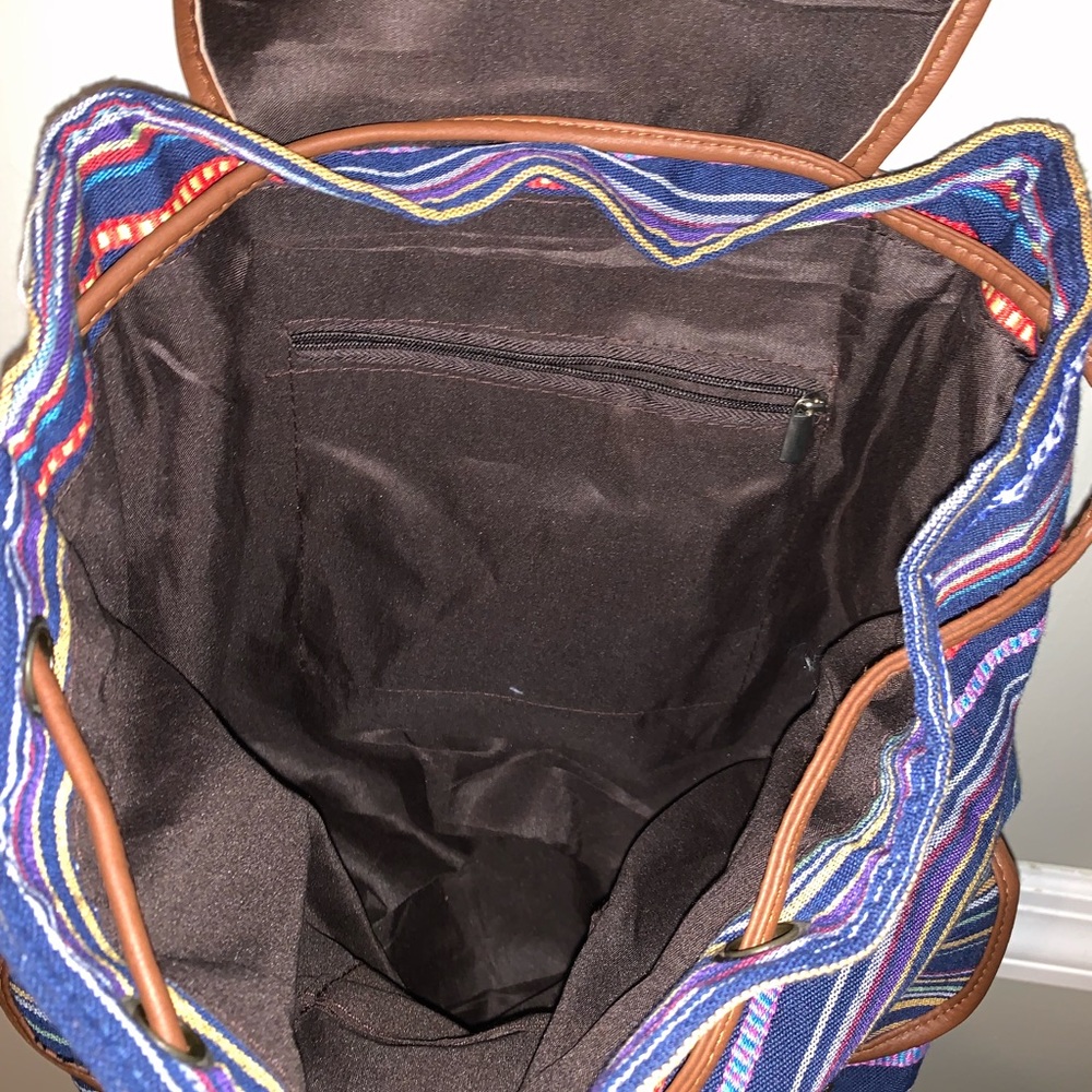 Multi Colored Striped/Pleather Backpack! - image 3